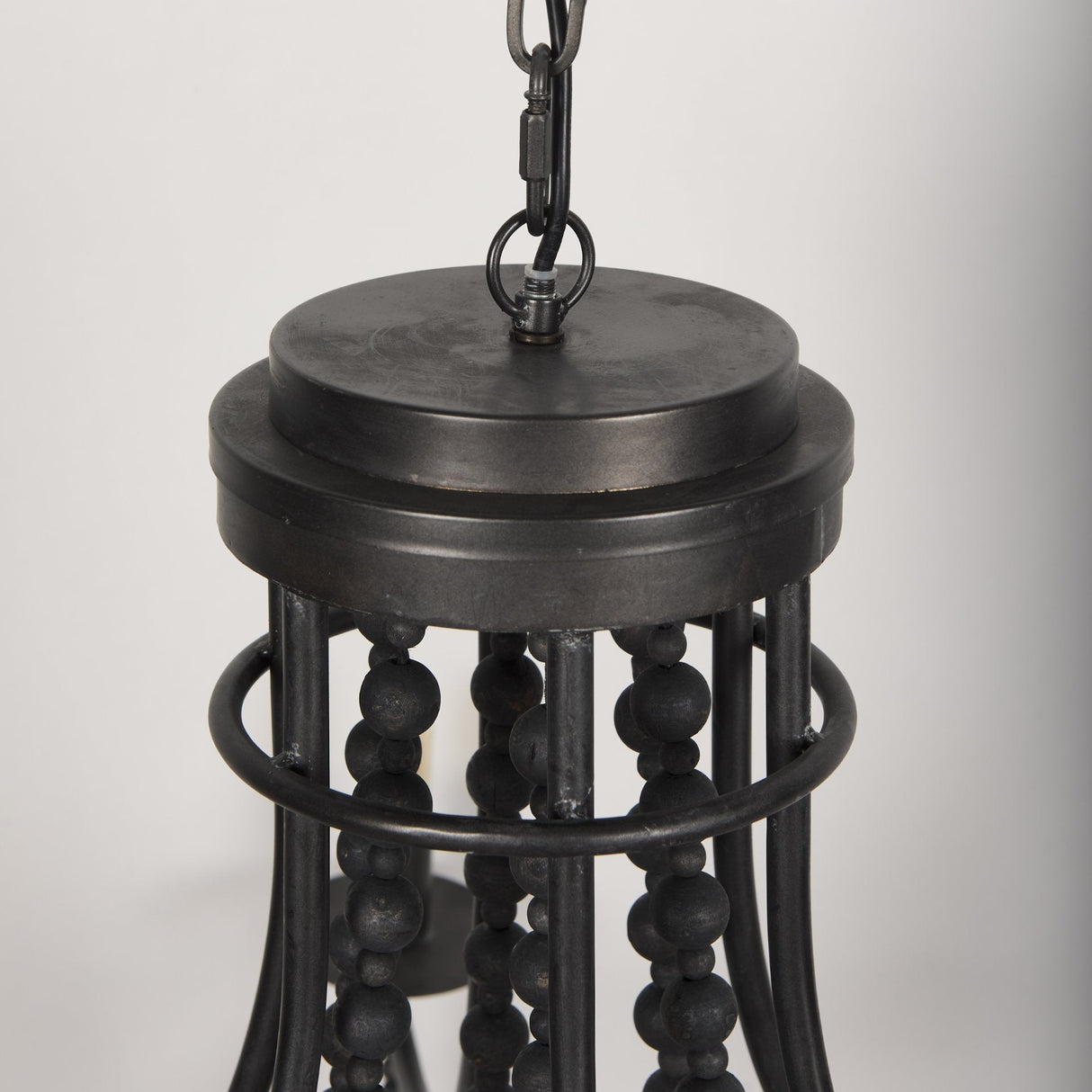 Selma Black Wood Bead and Metal Chandelier by Mercana at Eve Furniture