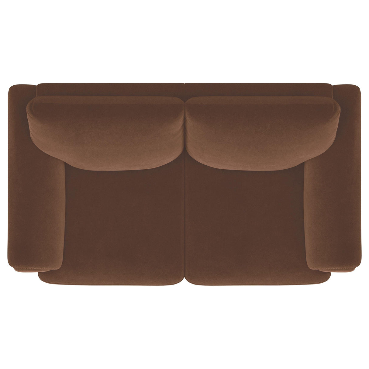 Selma Rust Velvet Crescent Arm Loveseat by Coaster at Eve Furniture