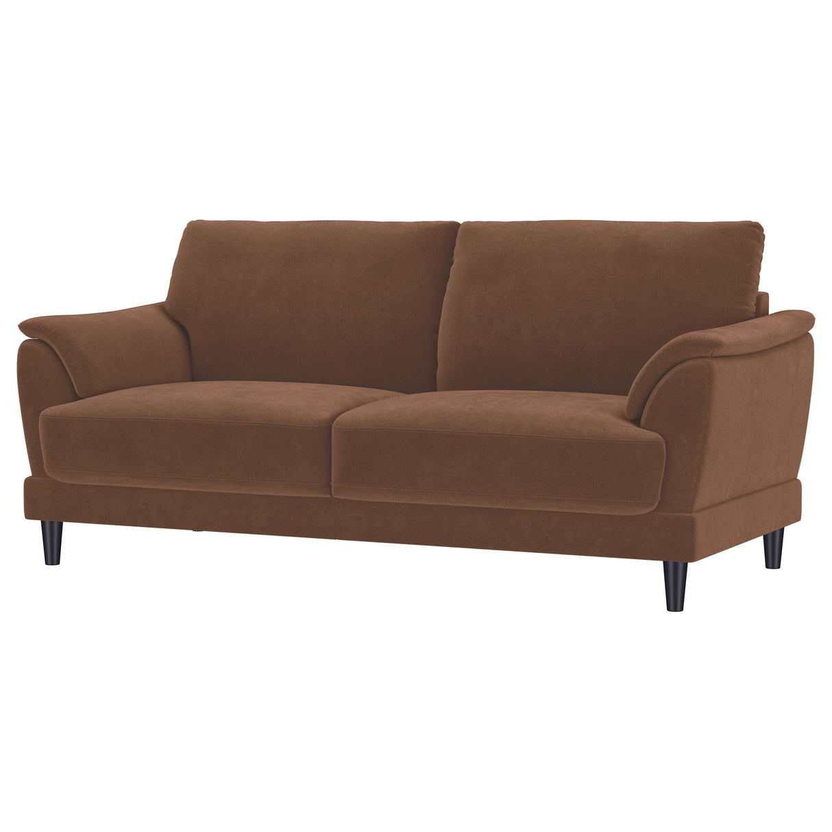 Selma Rust Velvet Crescent Arm Sofa by Coaster at Eve Furniture