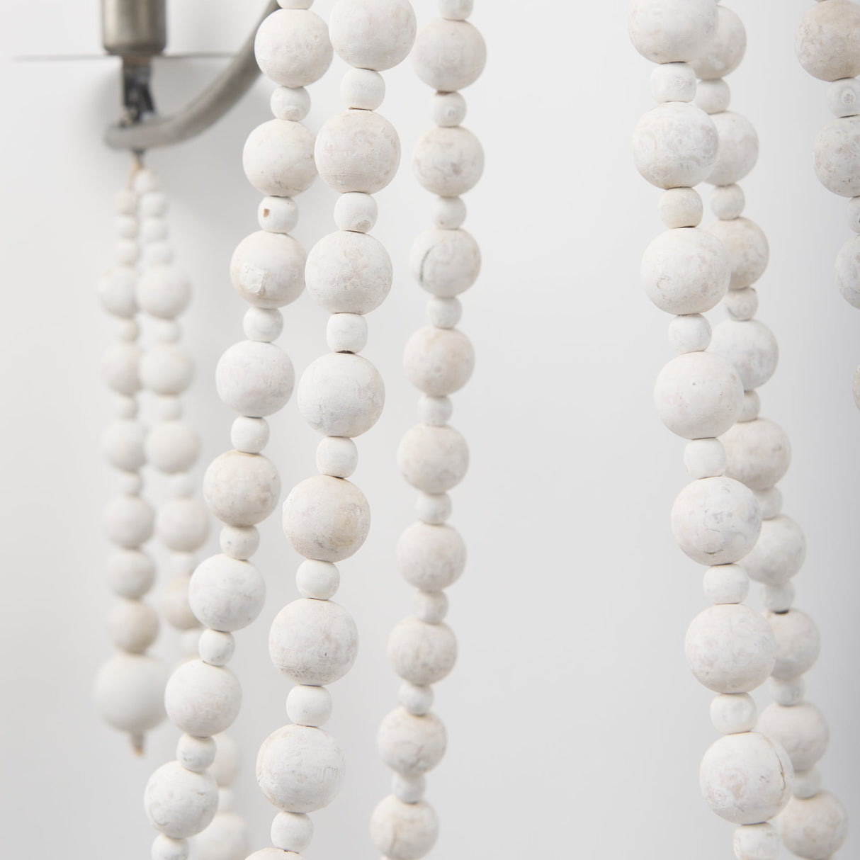 Selma White Wood Bead and Metal Chandelier by Mercana at Eve Furniture