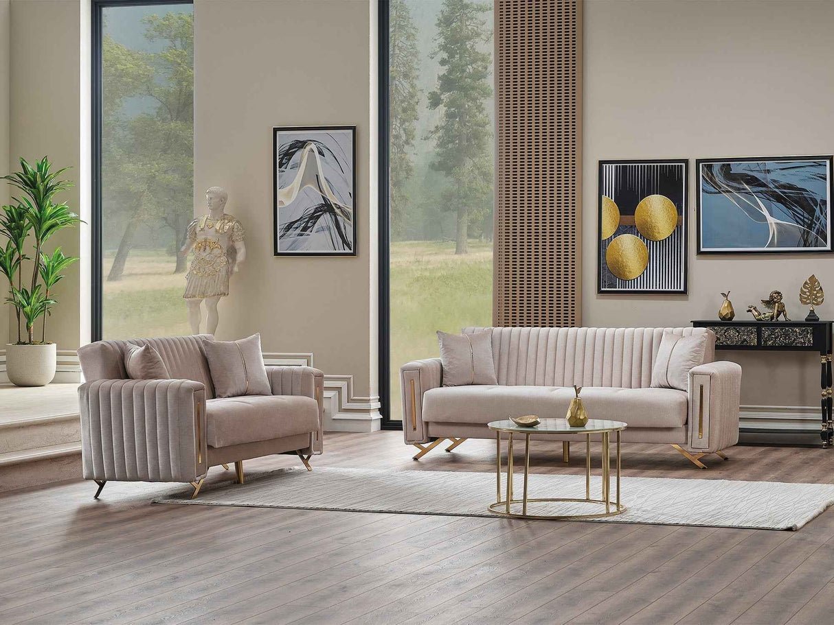 Senfoni 3-pieces (Sofa & Loveseat & Chair) Livingroom Set in Beige
