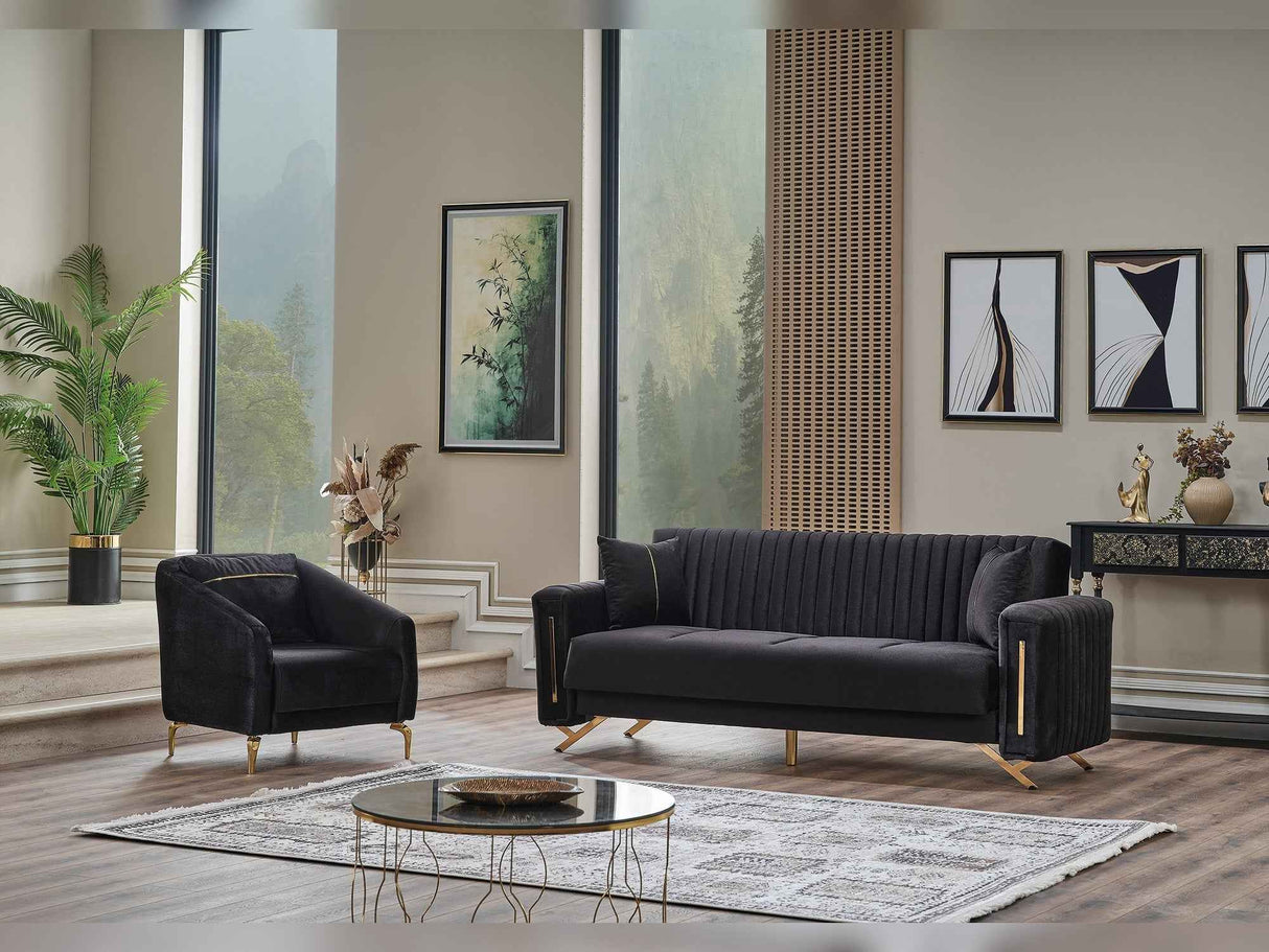 Senfoni Black Convertible Sofa by Furnia at Eve Furniture