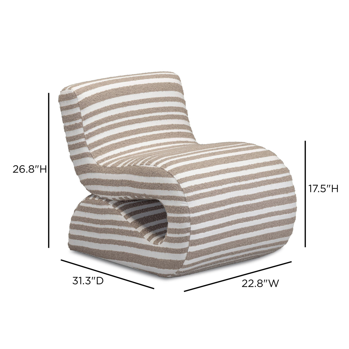 Senna Taupe Jacquard Organic Stripes Accent Chair by TOV Furniture at Eve Furniture