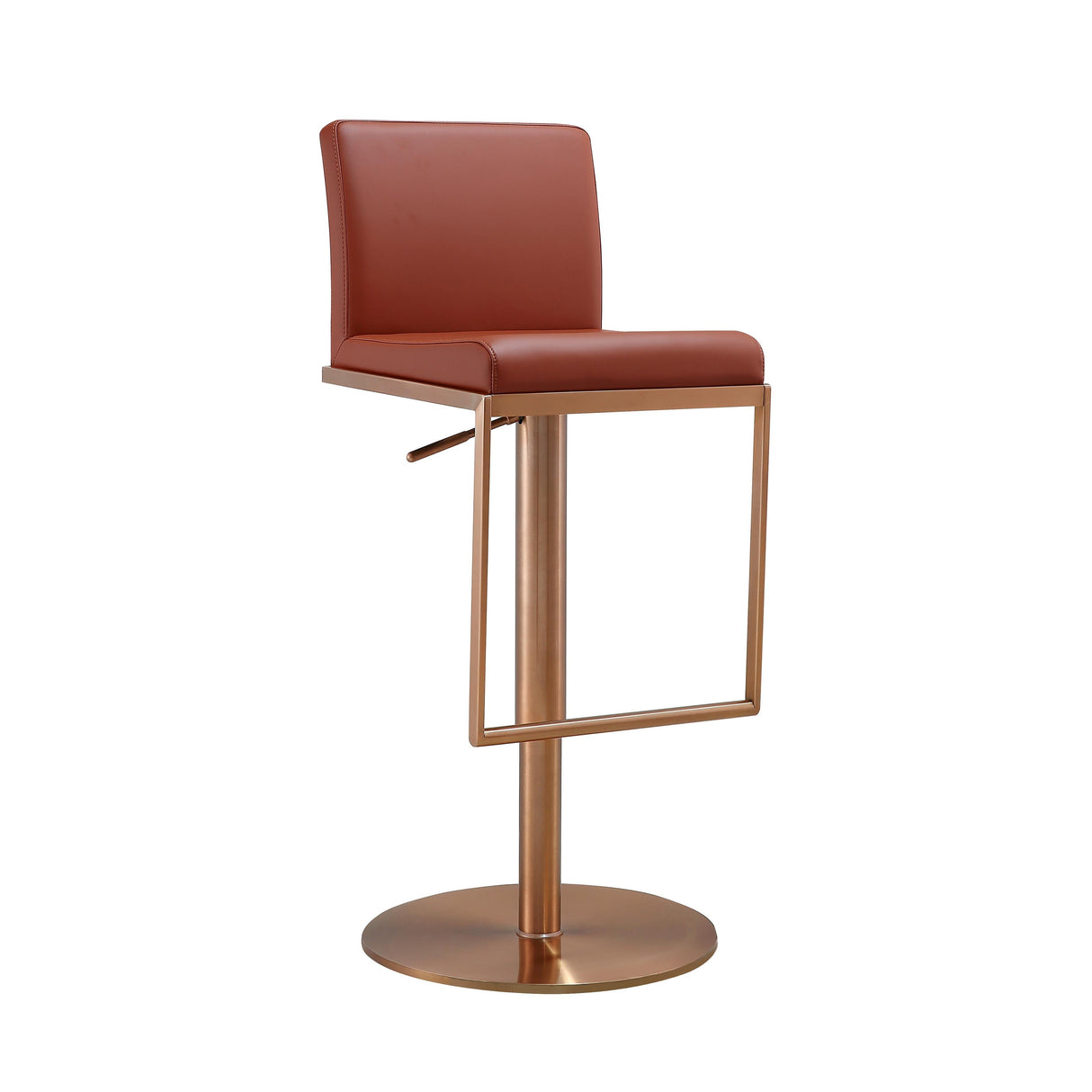 Sentinel Saddle Brown and Rose Gold Adjustable Stool by TOV Furniture at Eve Furniture