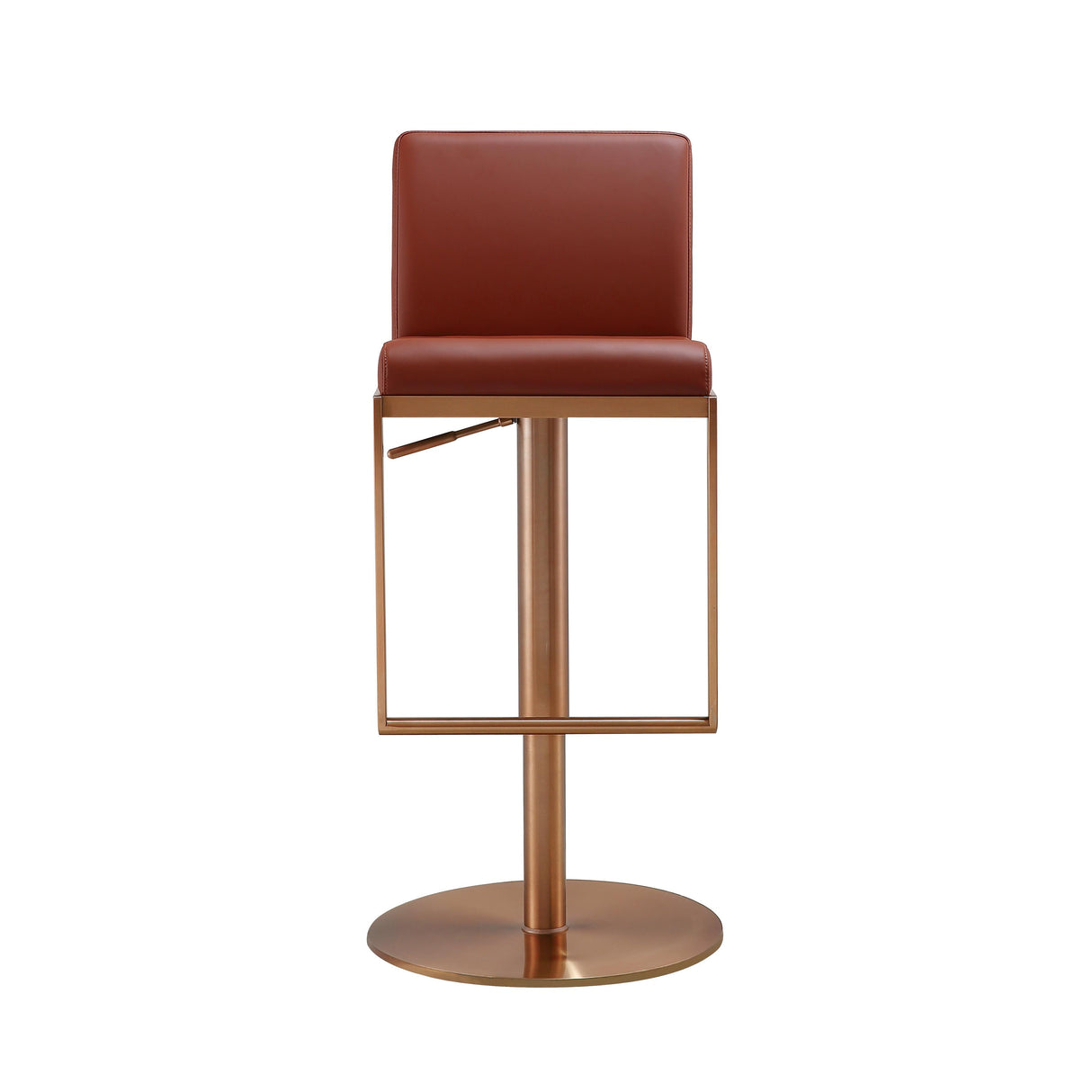 Sentinel Saddle Brown and Rose Gold Adjustable Stool by TOV Furniture at Eve Furniture