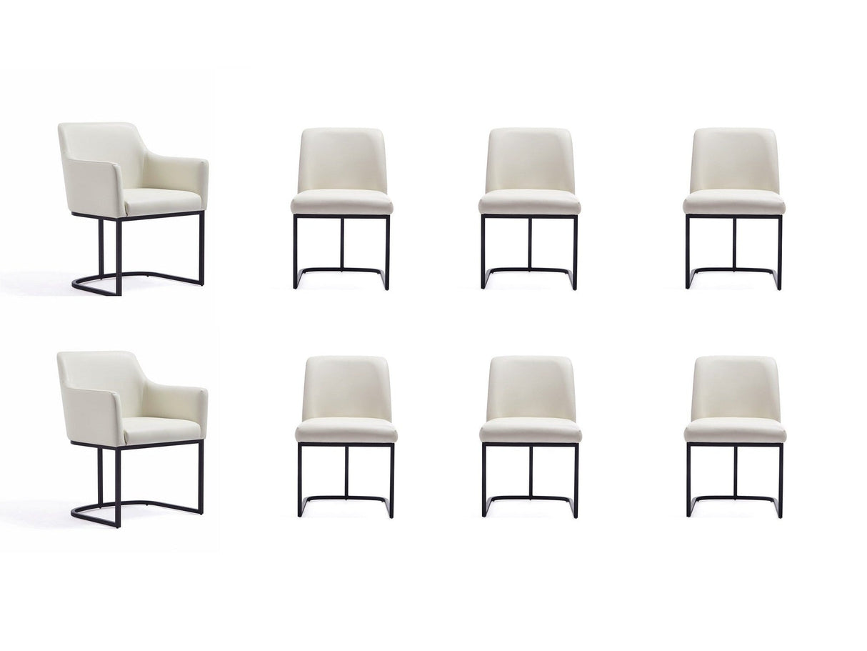 Serena 8 Piece Dining Set in Cream by Manhattan Comfort at Eve Furniture