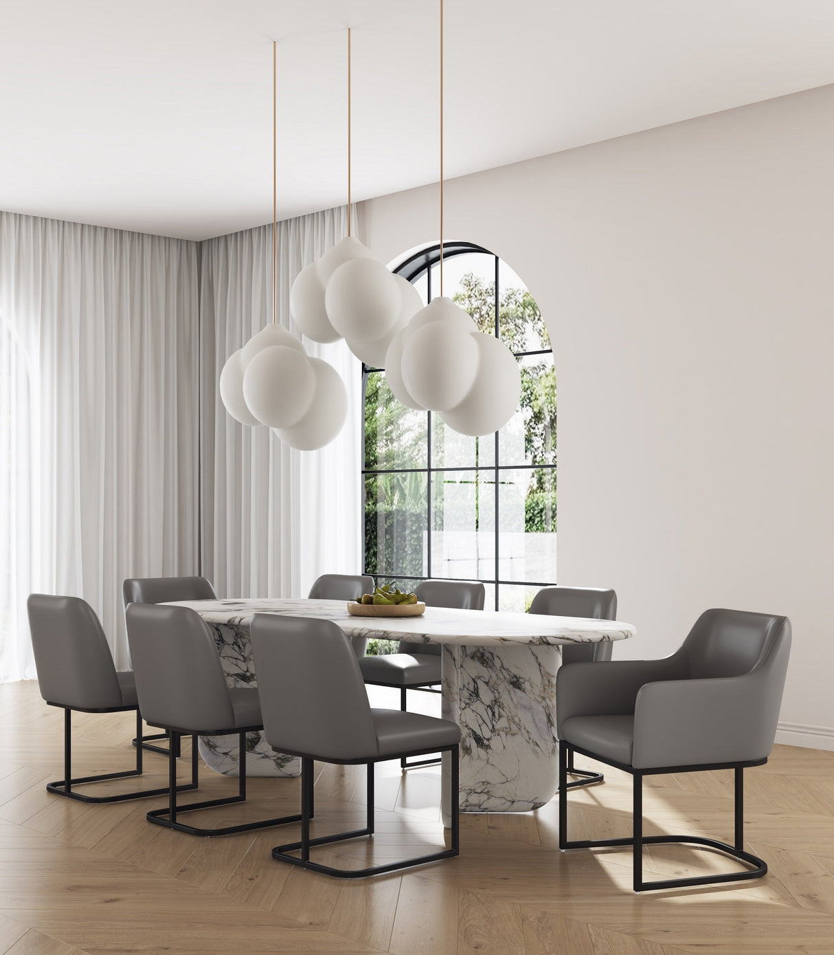 Serena 8 Piece Dining Set in Grey by Manhattan Comfort at Eve Furniture
