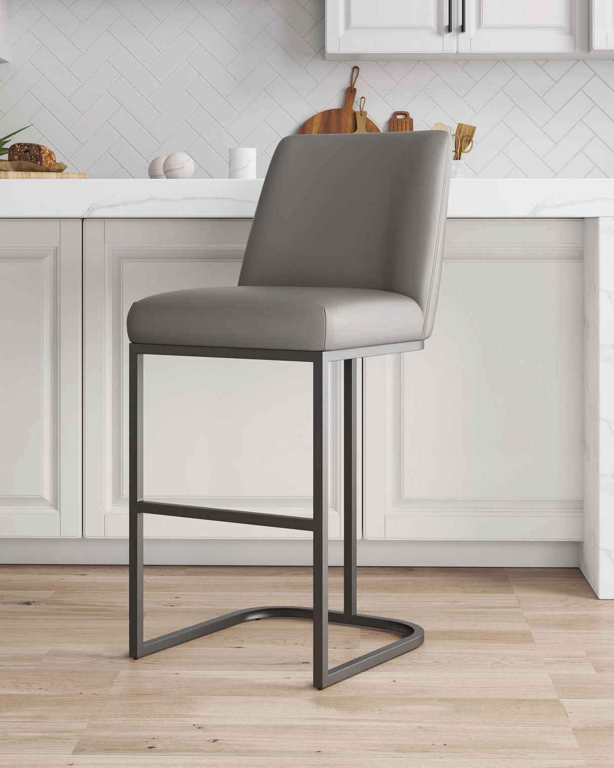 Serena Barstool in Grey by Manhattan Comfort at Eve Furniture