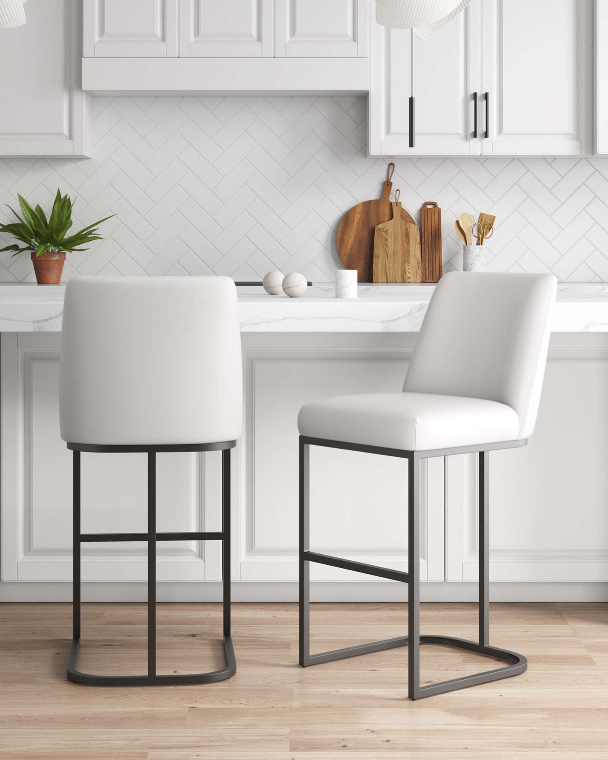 Serena Barstool in White (set of 2) by Manhattan Comfort at Eve Furniture