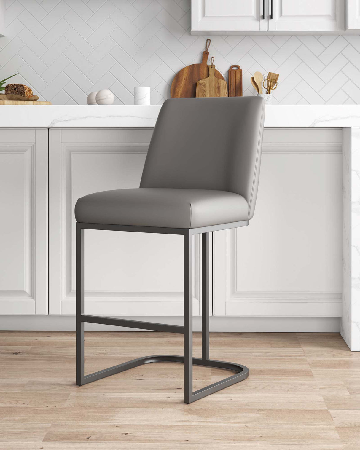Serena Counter Stool in Grey by Manhattan Comfort at Eve Furniture