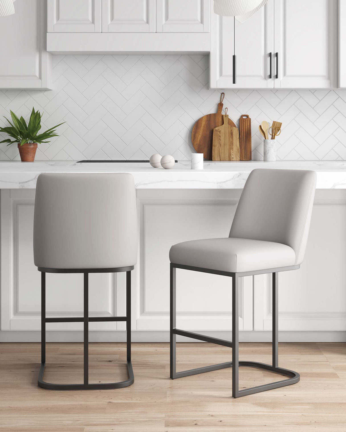 Serena Counter Stool in Light Grey (set of 2) by Manhattan Comfort at Eve Furniture