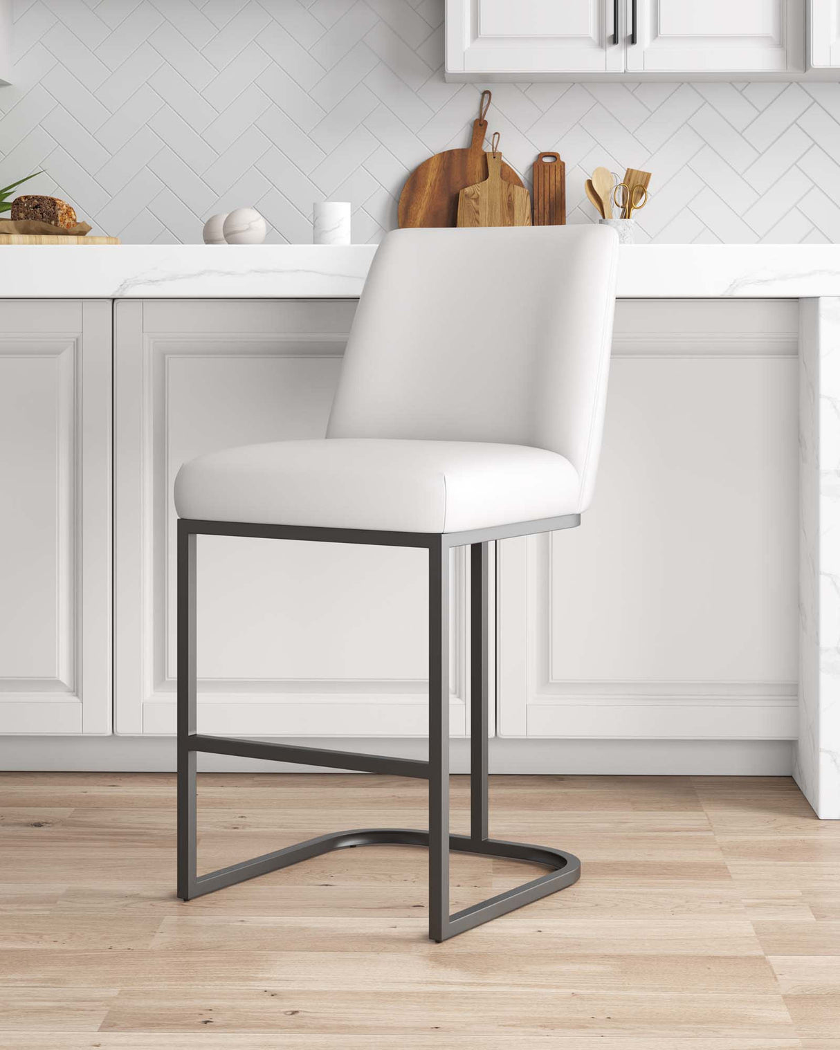 Serena Counter Stool in White by Manhattan Comfort at Eve Furniture