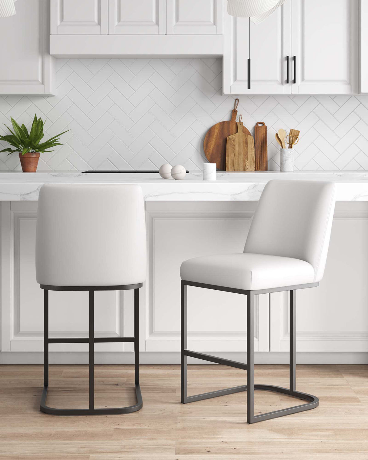 Serena Counter Stool in White (set of 2) by Manhattan Comfort at Eve Furniture