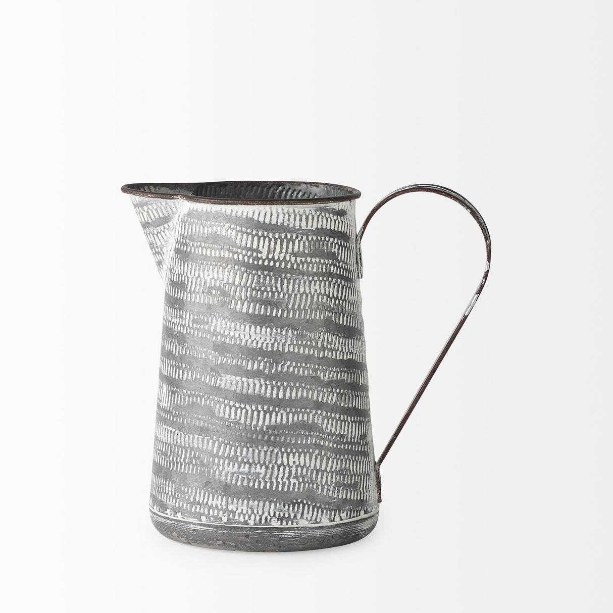 Serena I 8H Small Gray/White Textured Metal Jug by Mercana at Eve Furniture