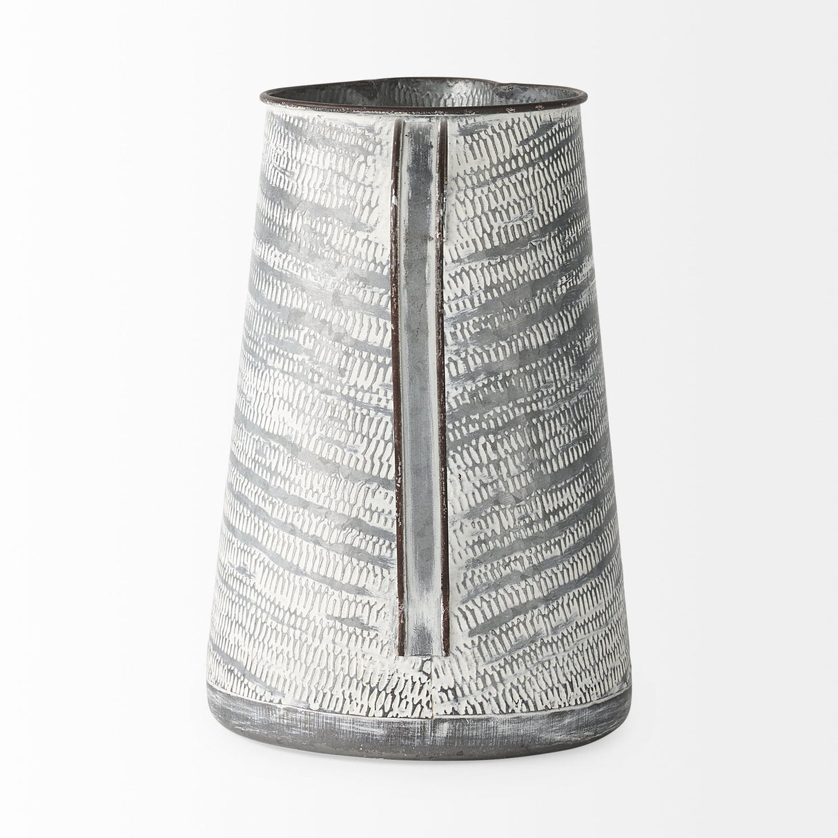 Serena II 11.2H Large Gray/White Textured Metal Jug by Mercana at Eve Furniture
