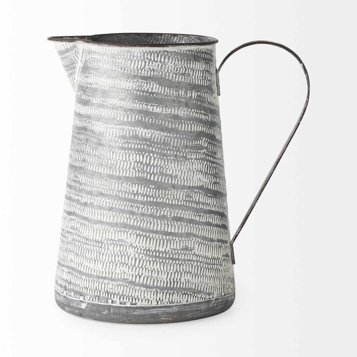 Serena II Large Gray/White Textured Metal Jug by Mercana at Eve Furniture