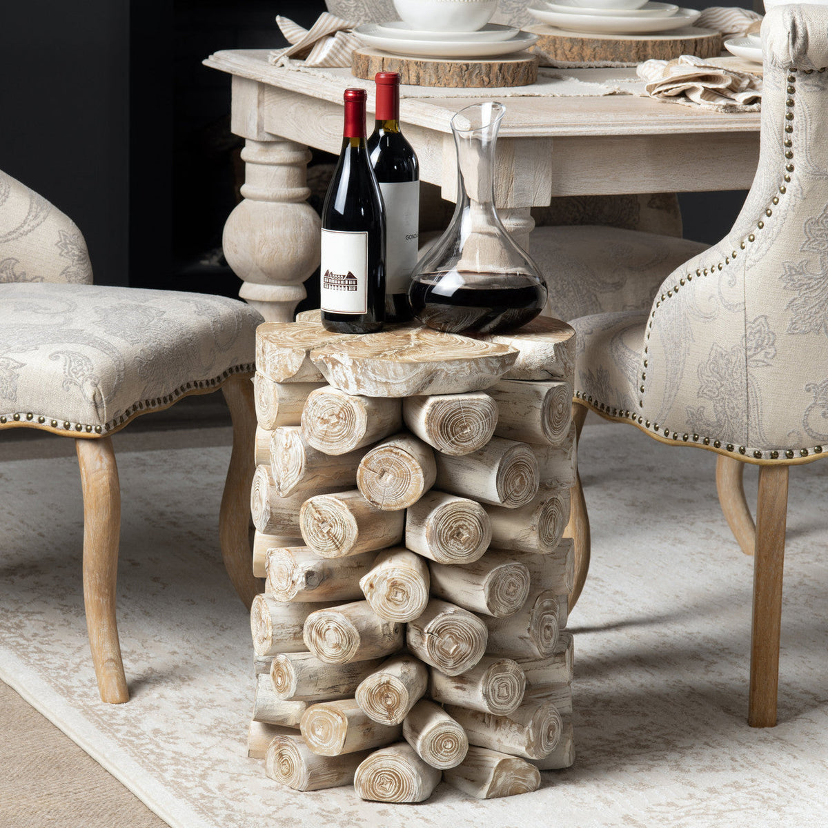 Serendipity Tan/White Accent Table by Crestview at Eve Furniture