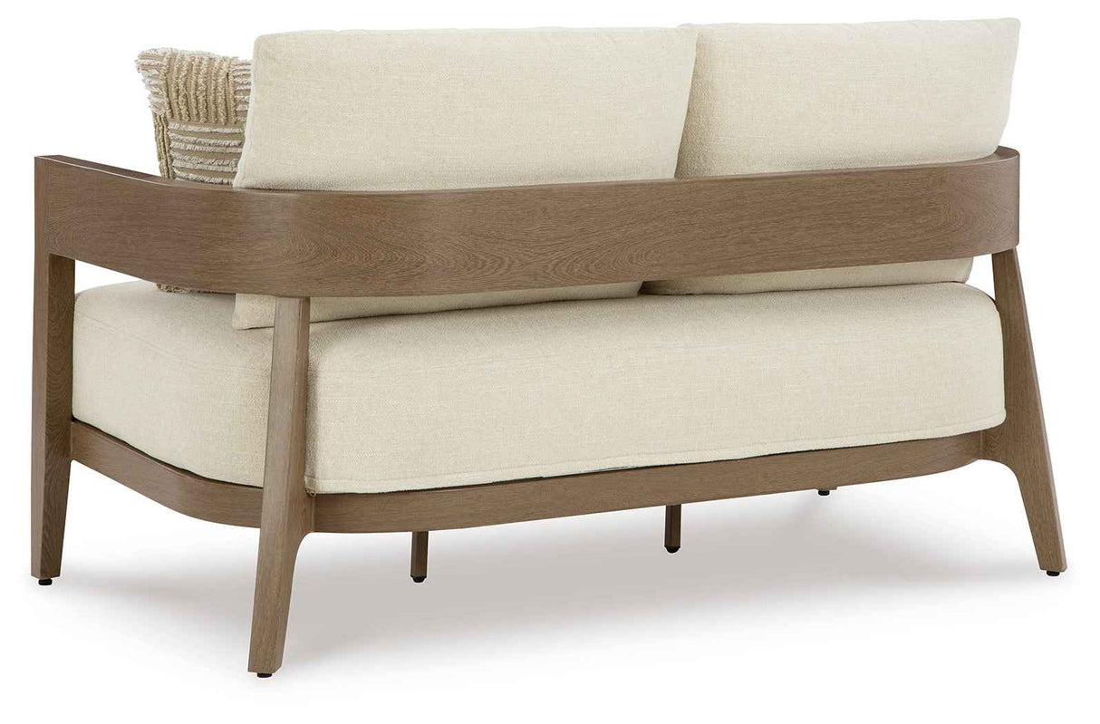 Serene Bay Dark Brown/White Outdoor Sofa and Loveseat by Ashley at Eve Furniture