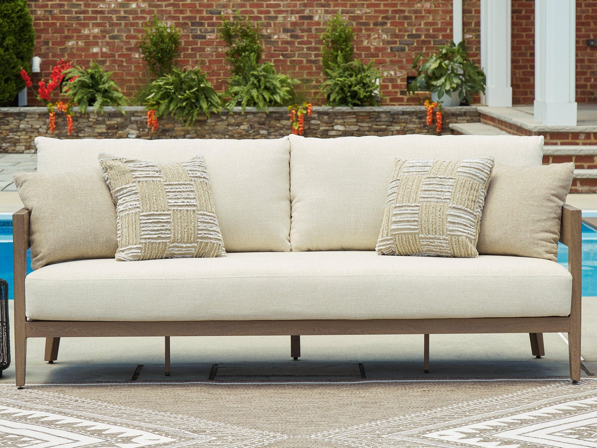 Serene Bay Dark Brown/White Outdoor Sofa with Cushion by Ashley at Eve Furniture