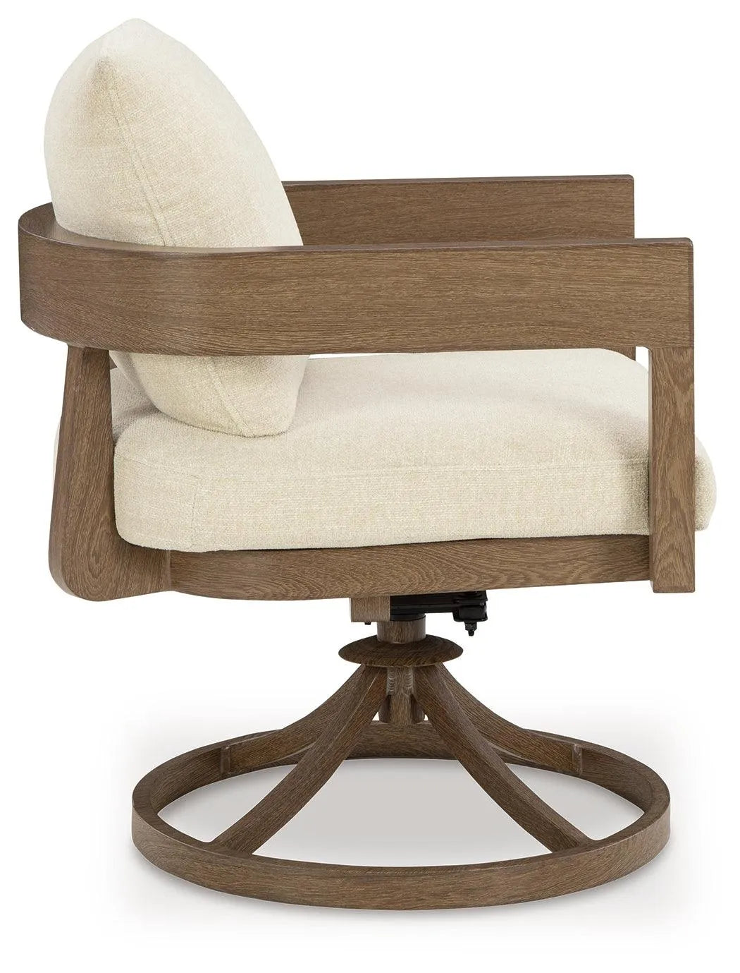 Serene Bay Dark Brown/White Outdoor Swivel Dining Chair with Cushion by Ashley at Eve Furniture