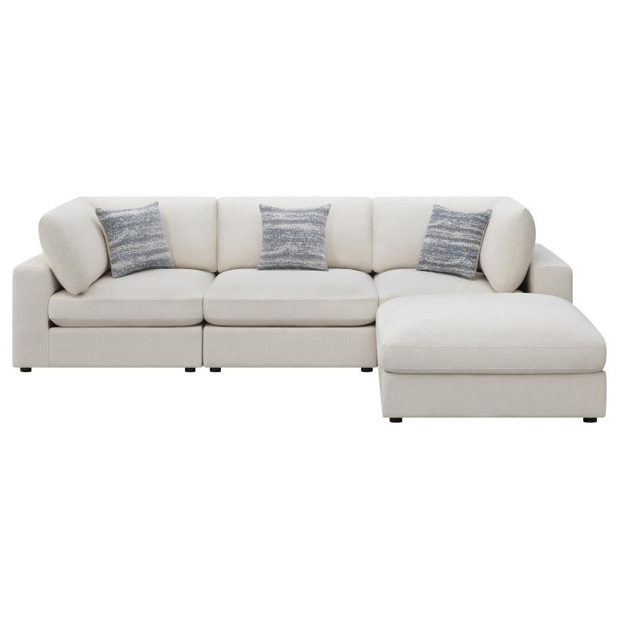 Serene Beige 4-Piece Upholstered Modular Sectional with Ottoman by Coaster at Eve Furniture