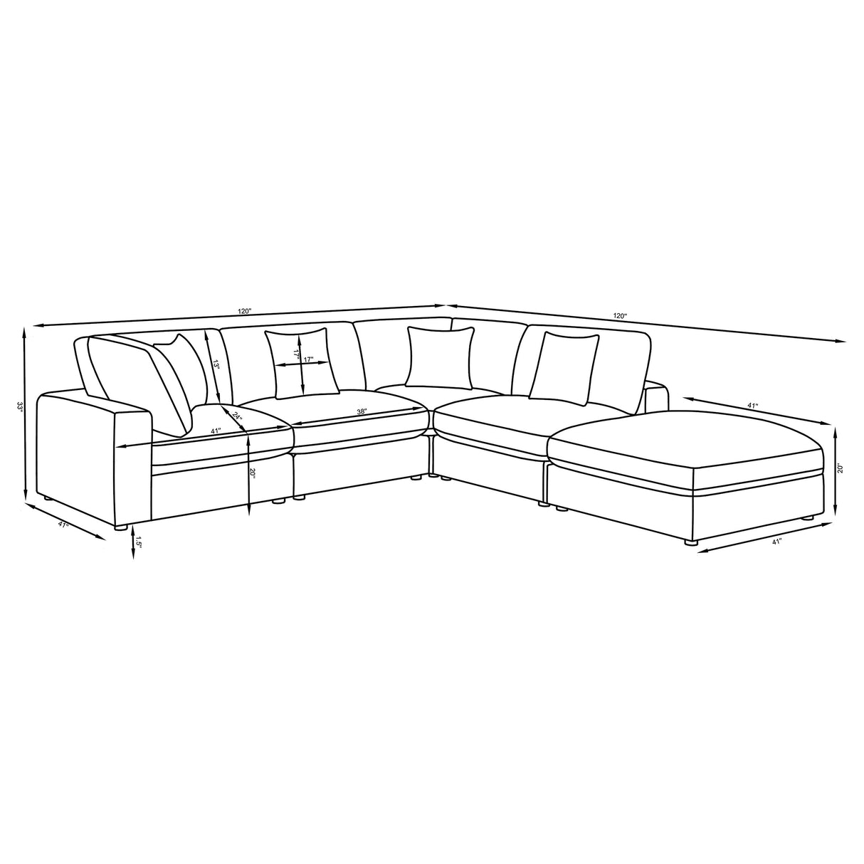Serene Beige 5-piece Upholstered Modular Sectional Sofa by Coaster at Eve Furniture