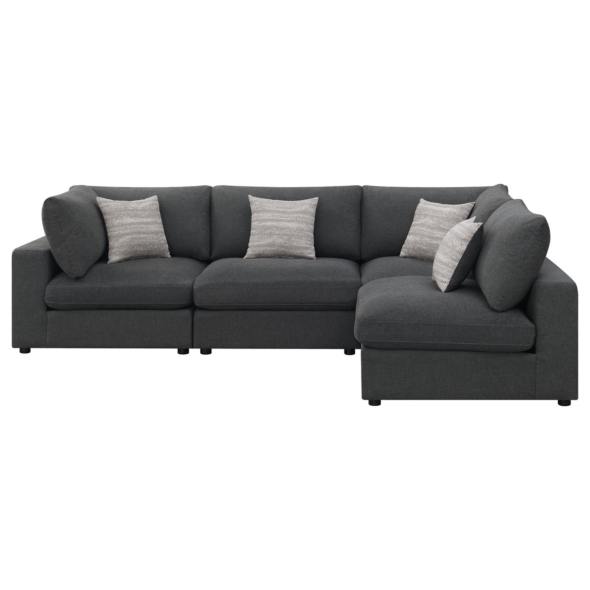 Serene Charcoal 4-Piece Upholstered Modular Sectional Sofa by Coaster at Eve Furniture