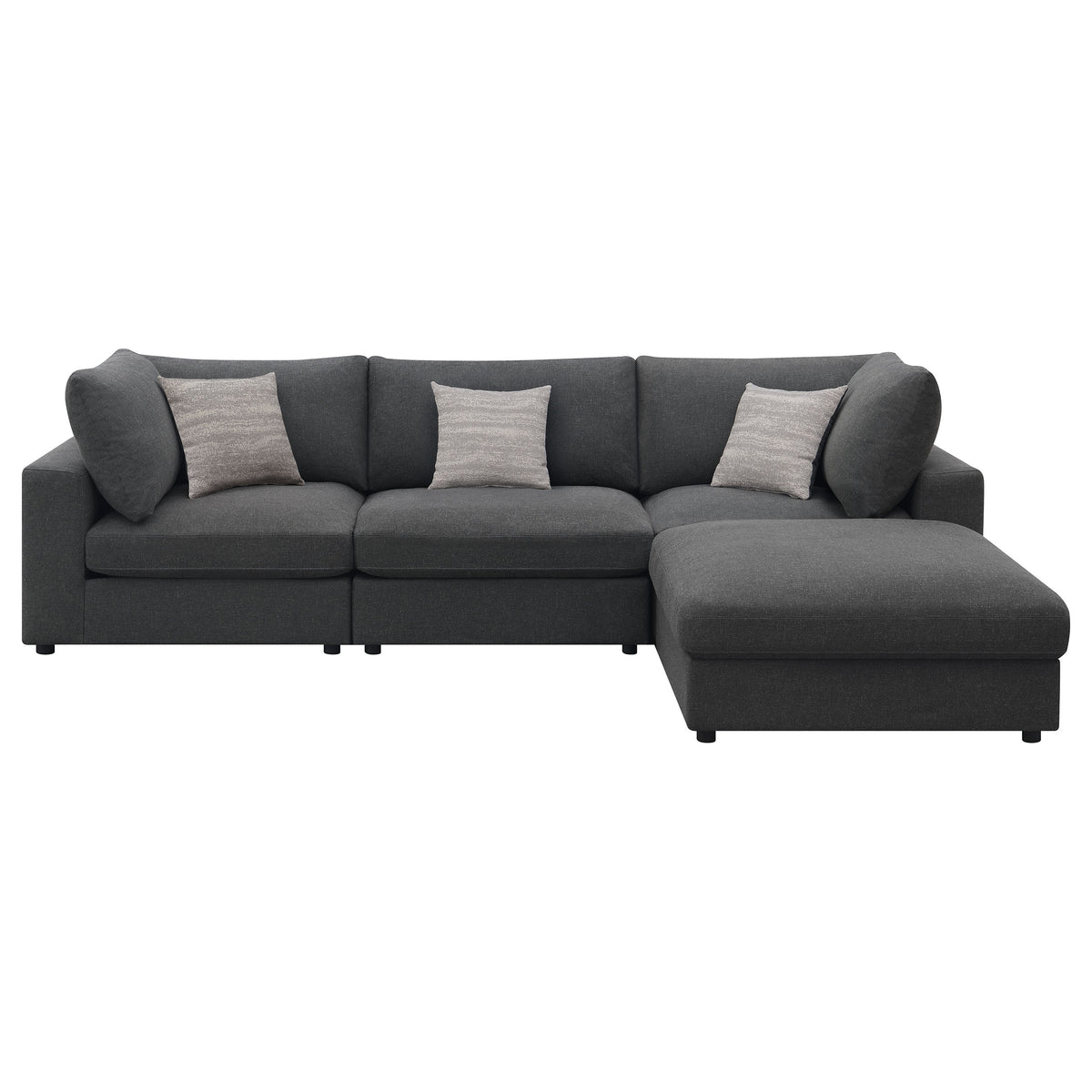 Serene Charcoal 4-Piece Upholstered Modular Sectional Sofa by Coaster at Eve Furniture