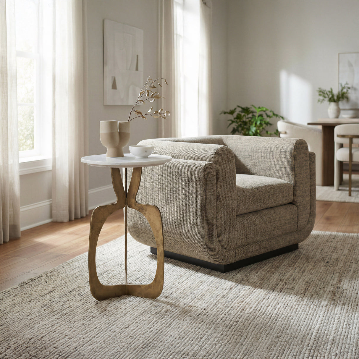 Sereneu Green Tweed Accent Chair by Zuomod at Eve Furniture