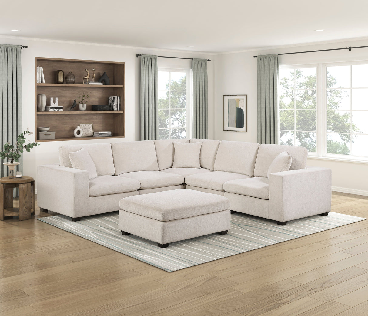 Serenity Beige Ottoman by Homelegance at Eve Furniture