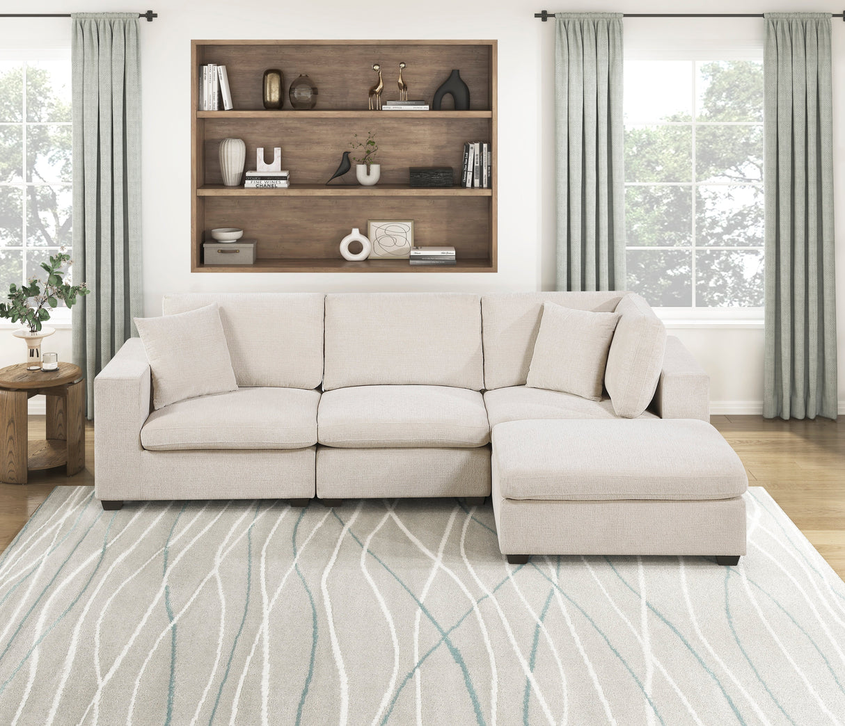 Serenity Beige Ottoman by Homelegance at Eve Furniture