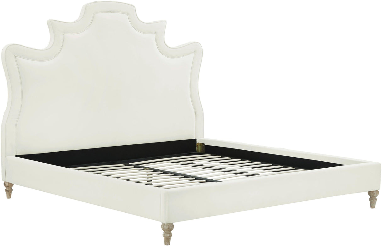 Serenity Cream Performance Velvet Bed by TOV Furniture at Eve Furniture