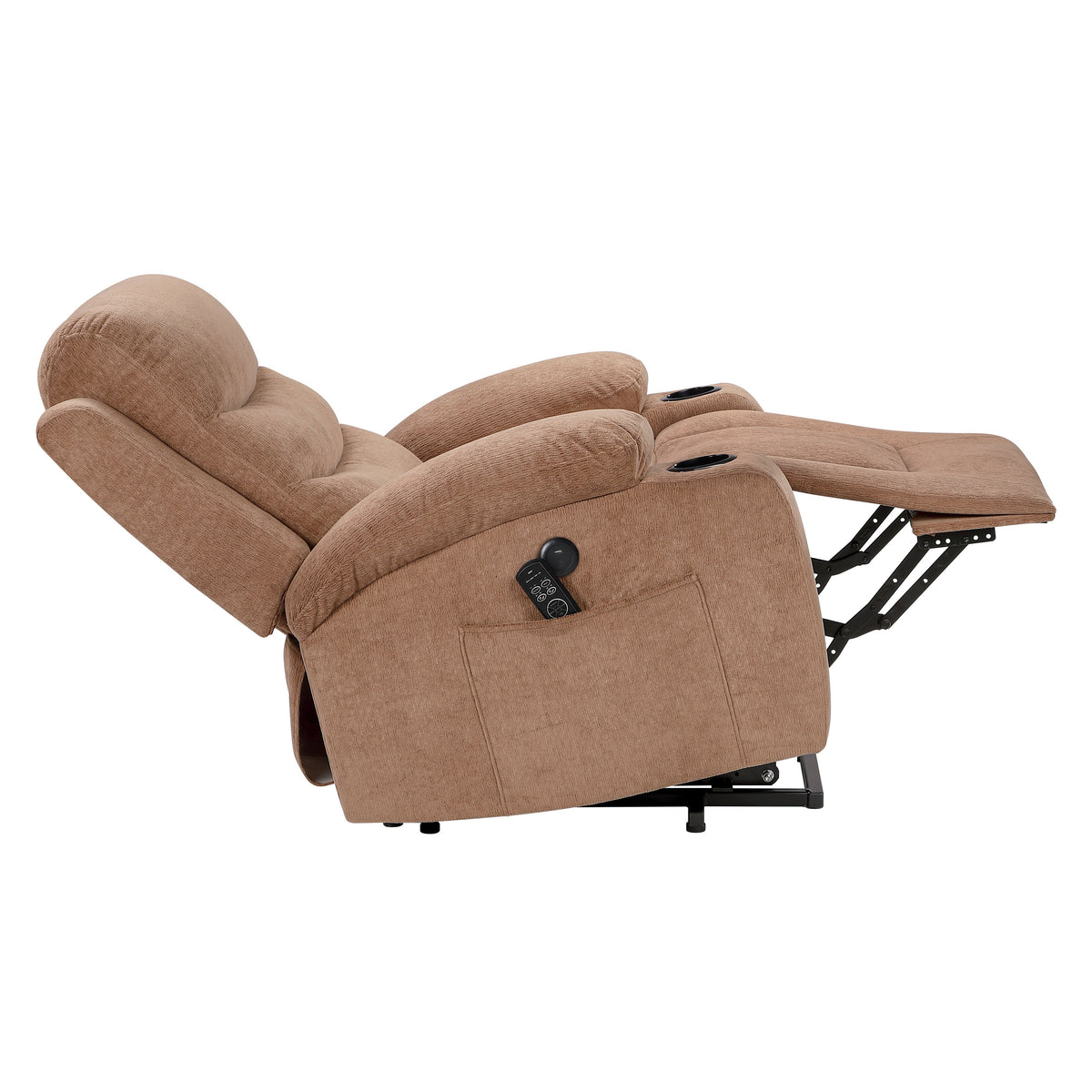 Sereno Brown Power Lift Chair with Massage, Heat, Charging Ports and Cup-holders by Homelegance at Eve Furniture