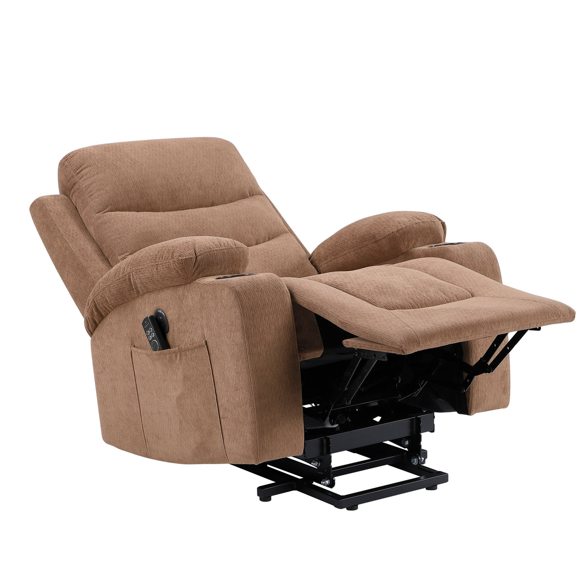 Sereno Brown Power Lift Chair with Massage, Heat, Charging Ports and Cup-holders by Homelegance at Eve Furniture
