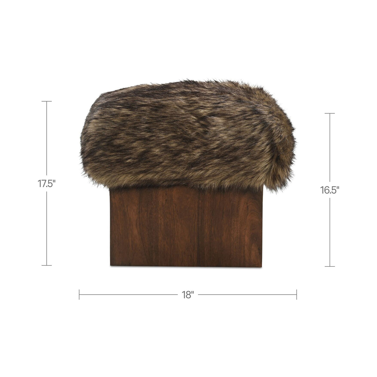 Serge Brown Faux Fur Ottoman by MOES at Eve Furniture