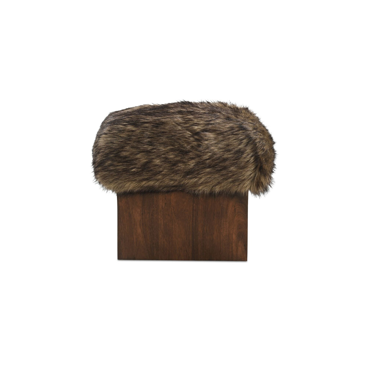 Serge Brown Faux Fur Ottoman by Moe's Home at Eve Furniture