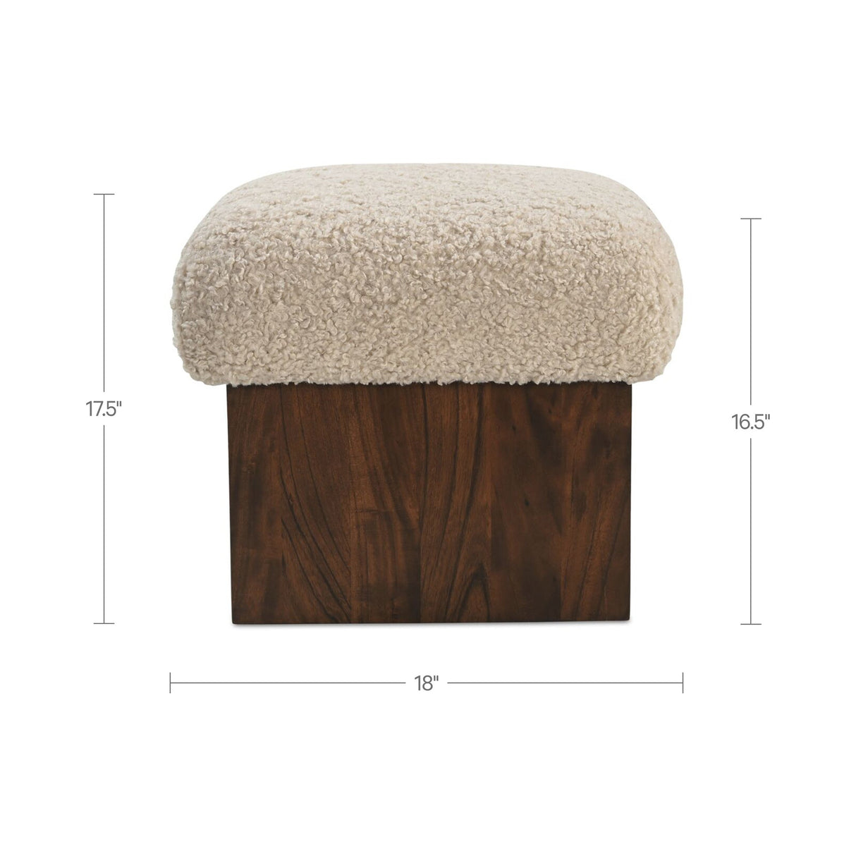 Serge Cream Faux Shearling Ottoman by MOES at Eve Furniture