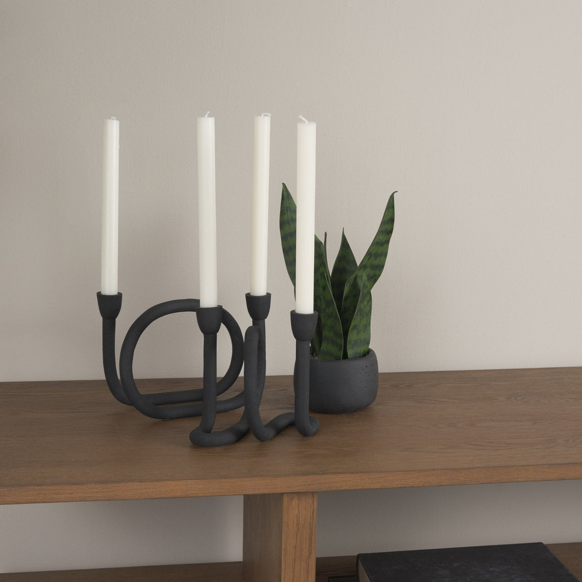 Serpens Black Metal Narrow Candle Holder by Mercana at Eve Furniture