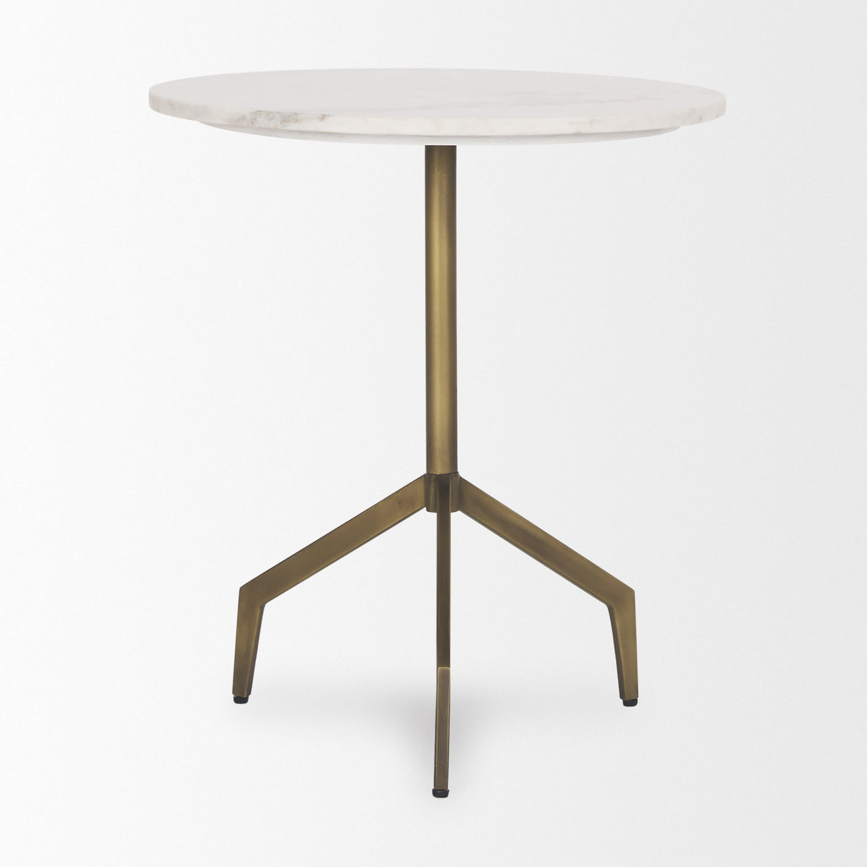 Serre Marble Top 3 Prong Gold Metal Base End Table by Mercana at Eve Furniture