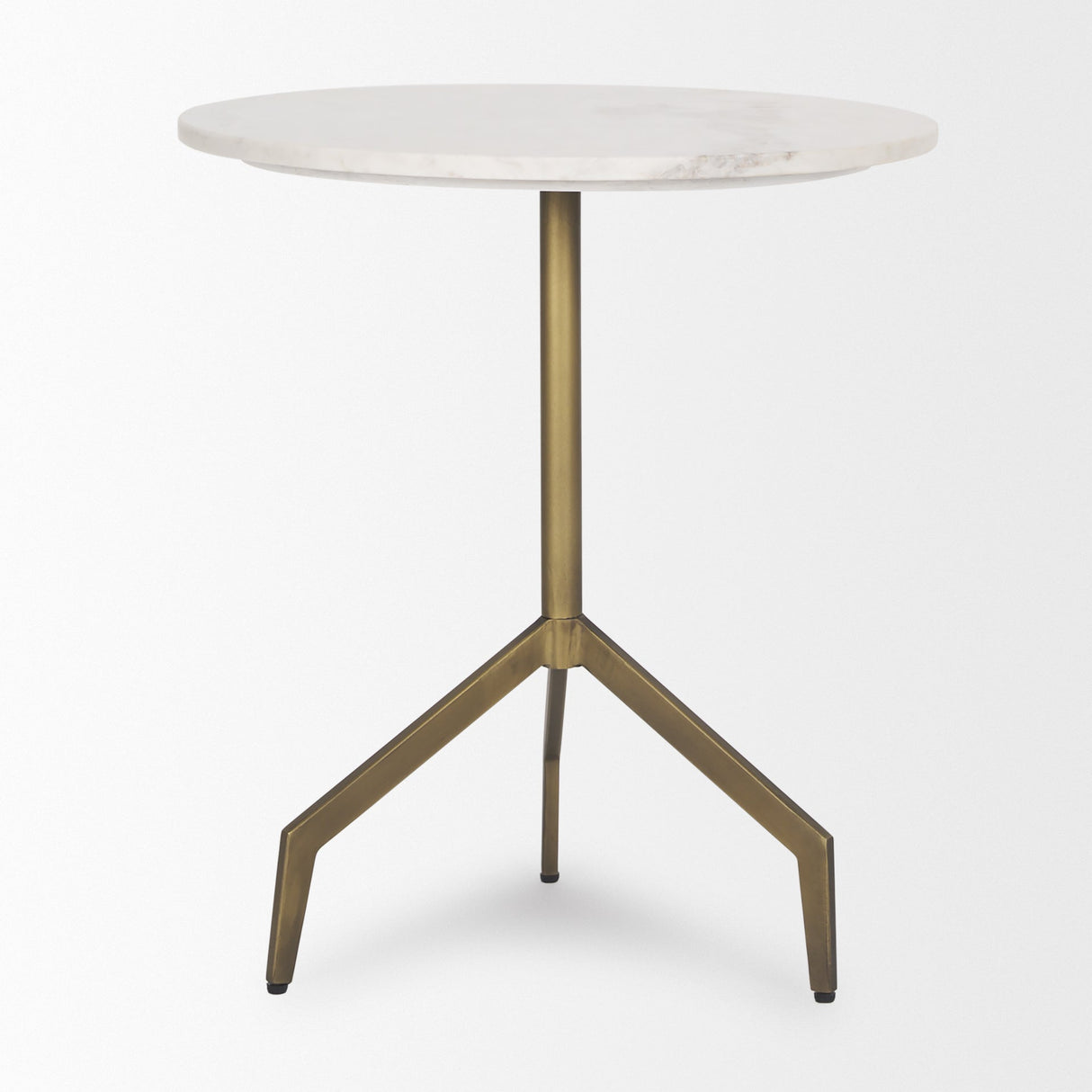 Serre Marble Top 3 Prong Gold Metal Base End Table by Mercana at Eve Furniture