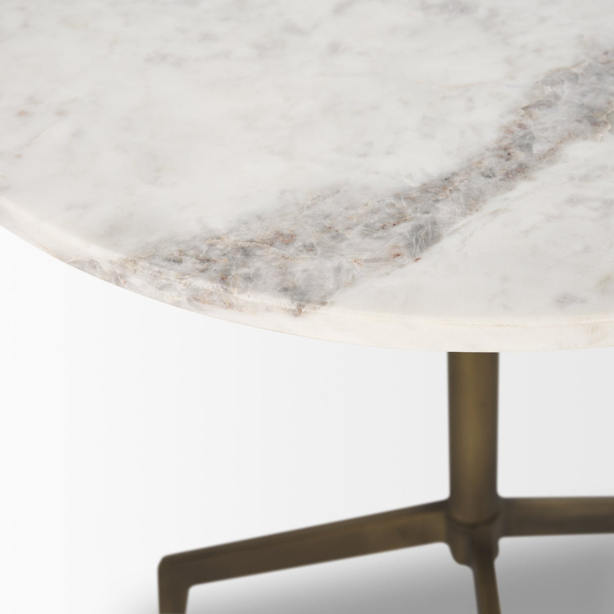 Serre Marble Top 3 Prong Gold Metal Base End Table by Mercana at Eve Furniture