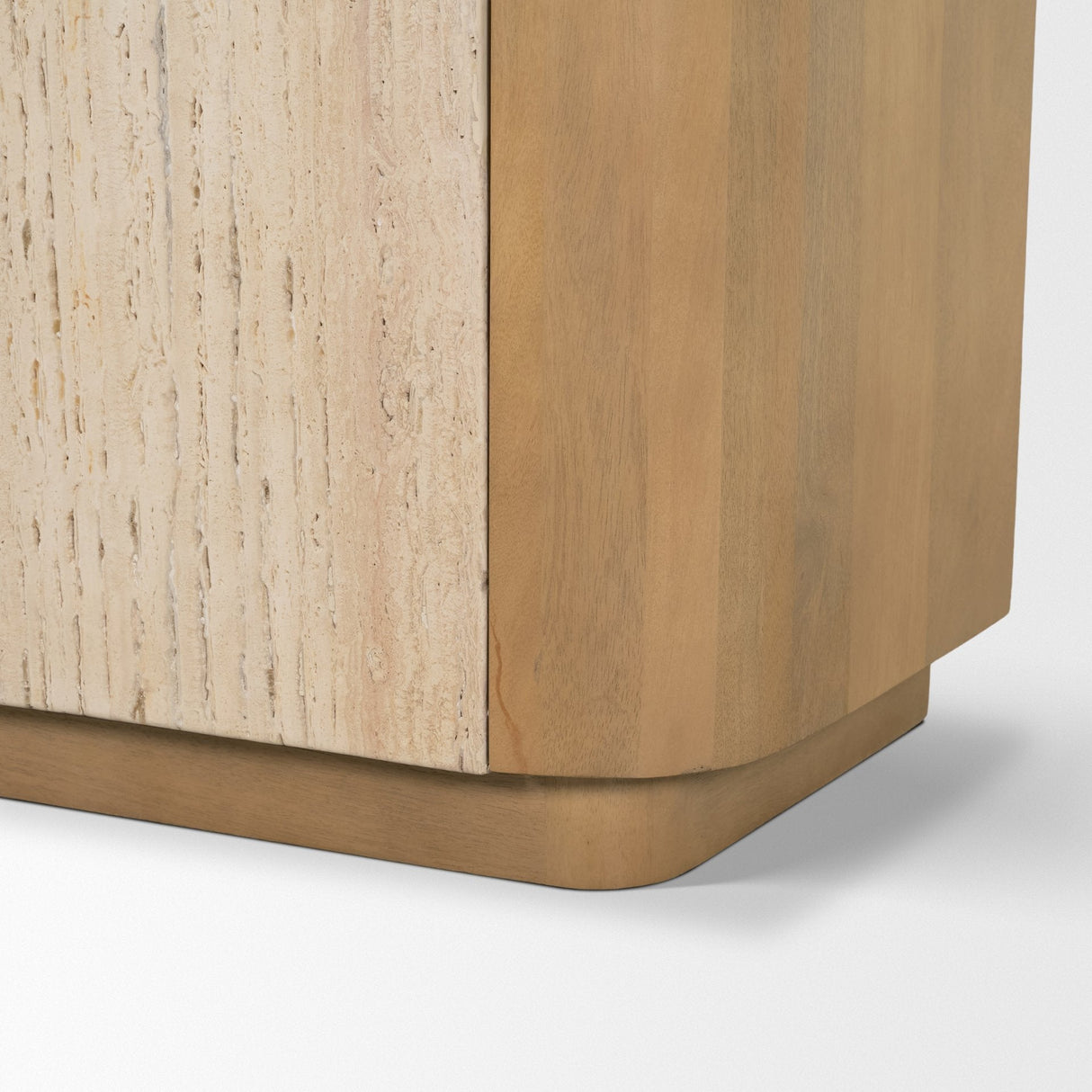 Serrin Solid Wood w/ Travertine 4 Door Closed Sideboard by Mercana at Eve Furniture