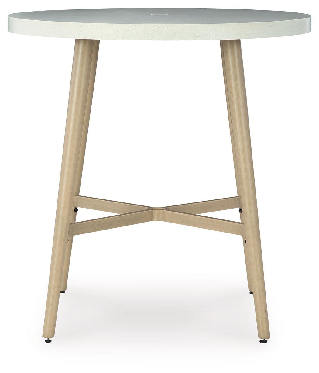 Seton Creek Beige Outdoor Bar Table by Ashley at Eve Furniture