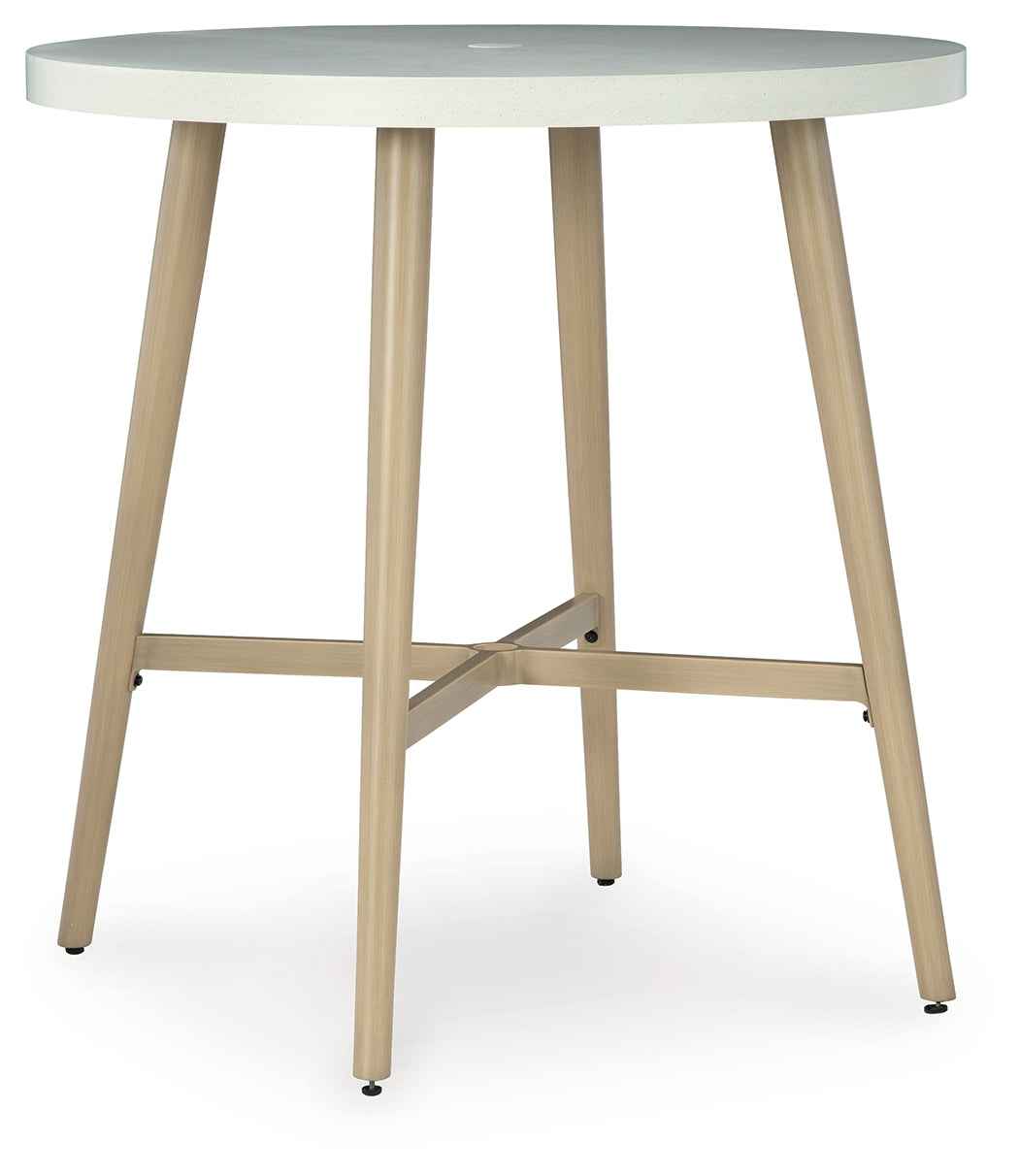 Seton Creek Beige Outdoor Bar Table by Ashley at Eve Furniture