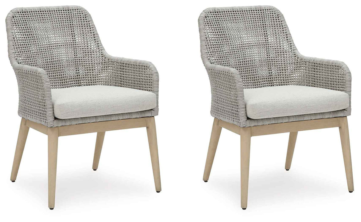 Seton Creek Gray Outdoor Dining Arm Chair by Ashley at Eve Furniture