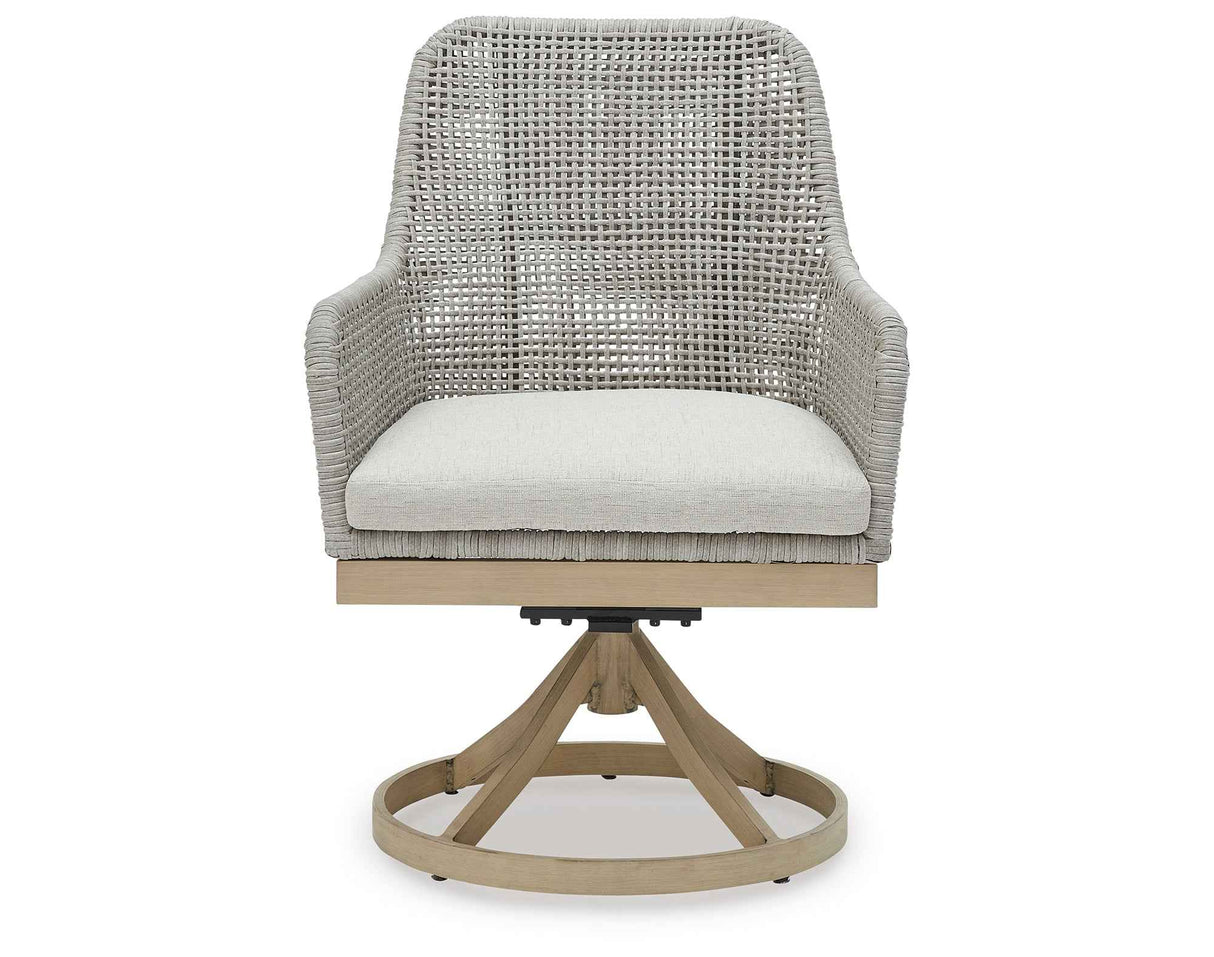 Seton Creek Gray Outdoor Swivel Dining Chair by Ashley at Eve Furniture