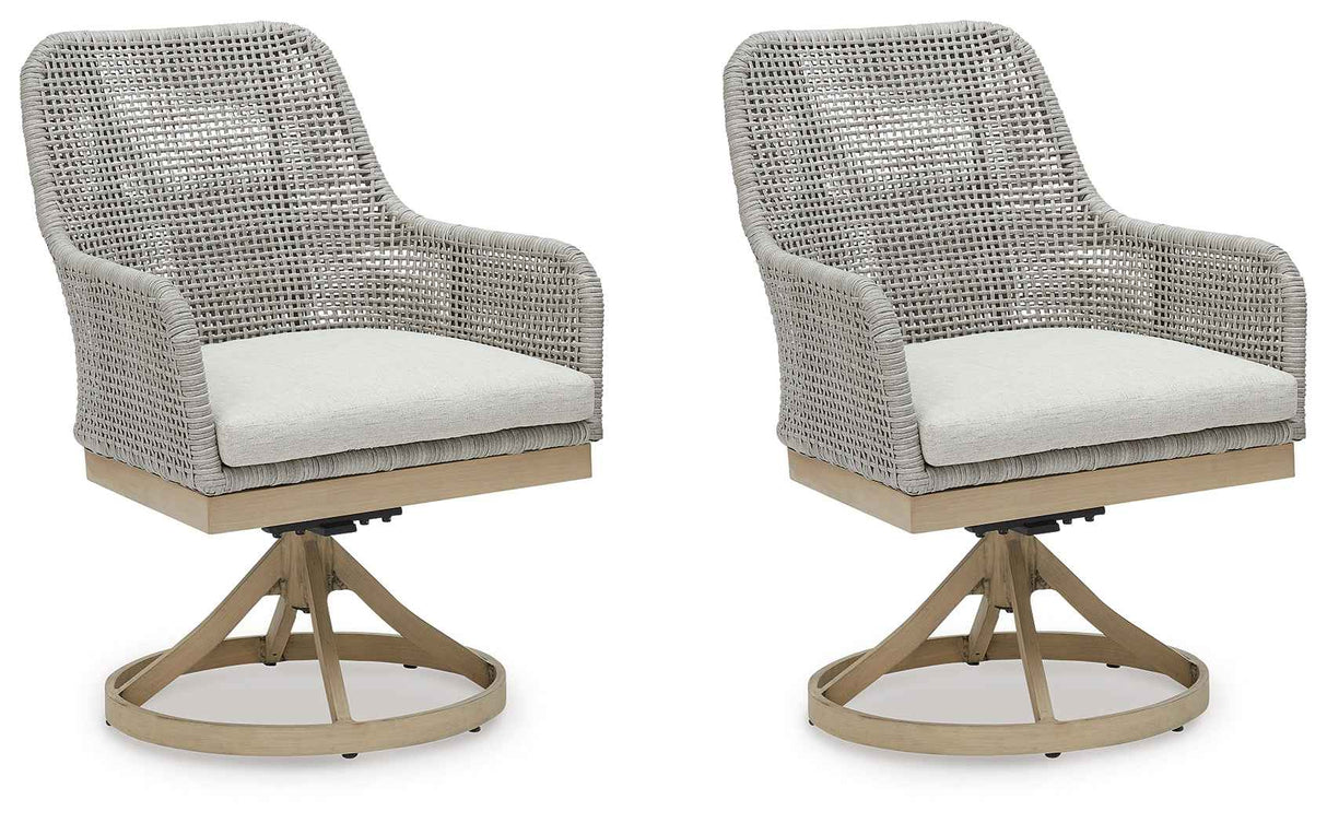 Seton Creek Gray Outdoor Swivel Dining Chair by Ashley at Eve Furniture