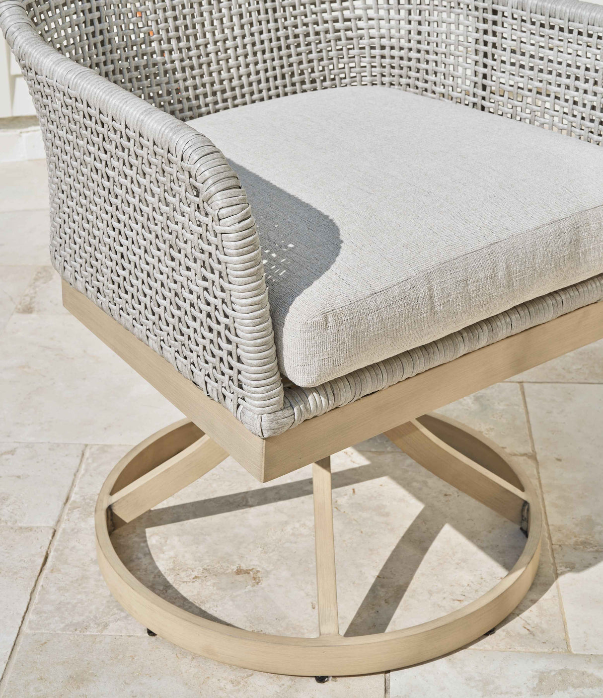 Seton Creek Gray Outdoor Swivel Dining Chair by Ashley at Eve Furniture