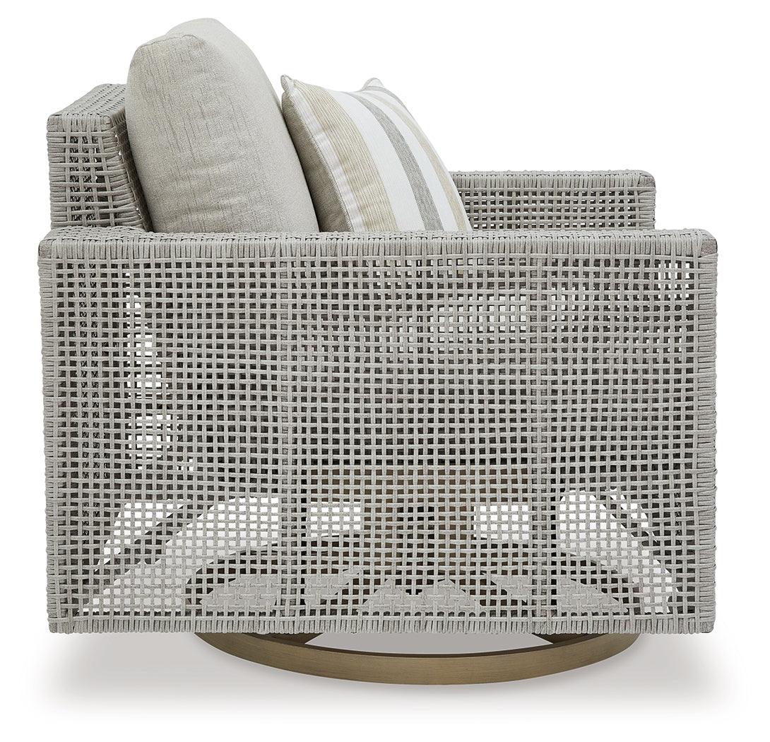 Seton Creek Gray Outdoor Swivel Lounge with Cushion by Ashley at Eve Furniture