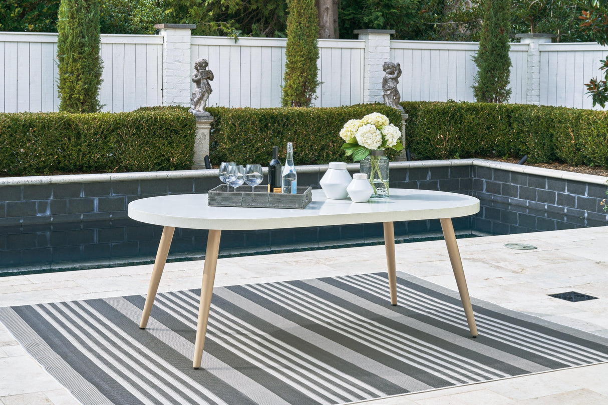 Seton Creek White Outdoor Dining Table by Ashley at Eve Furniture
